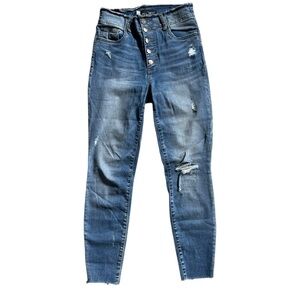 Kut from the Kloth Connie High Rise Ankle Skinny Jeans 2 Distressed Button Fly
